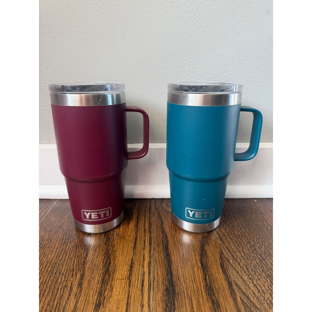 YETI Rambler 20oz Tumbler Mug Set of 2 Nordic Purple River Green MagSlider Lid